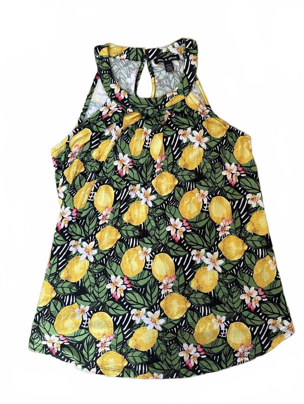 Cable & Gauge Women's Lemon Print Tank Top- Small